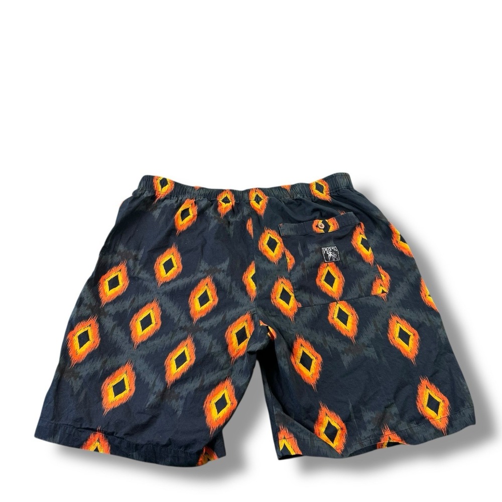 PRPS Vibe Printed Black/Orange Geometrical Shorts Mens Sz XL GUC